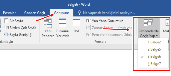 Word'de Pencereler Arası Geçiş Nasıl Yapılır? 2