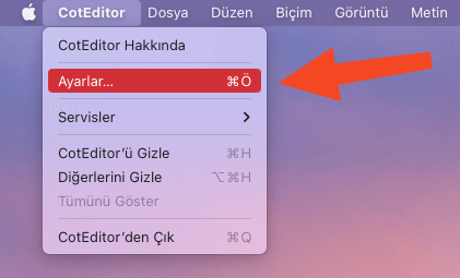 CotEditor Pencere Matlığı Ayarlamak 2