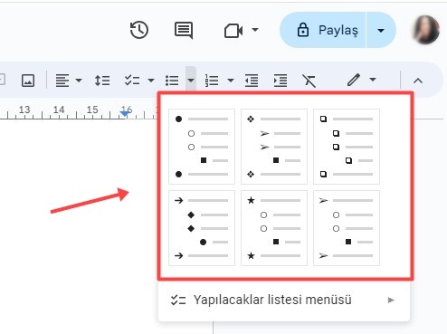 Google Dokümanlar Madde İşaretli Liste Nasıl Yapılır?