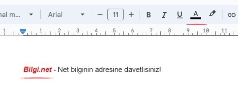 Google Dokümanlar Metni Renkli Yazma Nasıl Yapılır? - 3