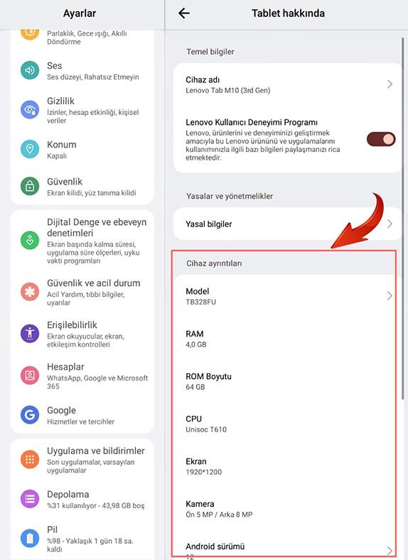Lenovo Tab M10 Tablet Özellikleri Öğrenme - 3
